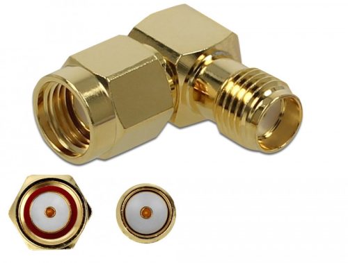 Delock Adapter RP-SMA-dugó apa SMA csatlakozóhüvely 90  10 GHz