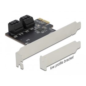  Delock 4 portos SATA PCI Express x1 Kártya - alacsony profilú formatényező (DL-90010)