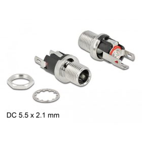   Delock DC csatlakozó anya 5,5 x 2,1 x 12,0 mm-es forrasztott foglalatfej verzióval (DL-90056)