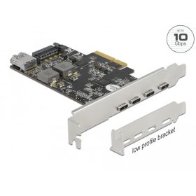   Delock PCI Express x4 Kártya - 4 x USB Type-C  + 1 x A-típusú USB - SuperSpeed USB 10 Gbps - alacson (DL-90059)