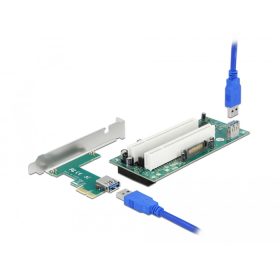   Delock PCI Express Riser kártya x1 - 2 x PCI 32 Bit bővítőhely, 60 cm-es -kábellel (DL-90066)