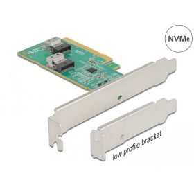   Delock PCI Express 4.0 x8 kártya - 2 x belső SFF-8654 4i NVMe - elágazás - alacsony profilú formatényező (DL-90076)