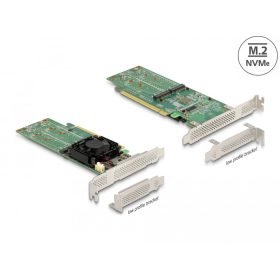   Delock PCI Express x16 Card - 4 x belső NVMe M.2 M-kulcs - alacsony profilú formatényező (DL-90078)