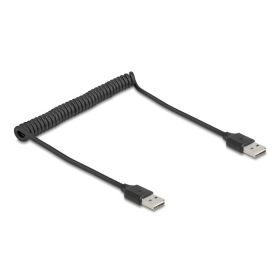   Delock tekercselt kábel EASY-USB 2.0 Type-A apa EASY-USB Type-A apa 0,5 m - 0,8 m fekete (DL-90124)