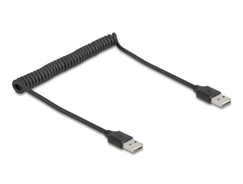 Delock tekercselt kábel EASY-USB 2.0 Type-A apa EASY-USB Type-A apa 0,5 m - 0,8 m fekete