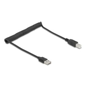   Delock tekercselt kábel EASY-USB 2.0 Type-A apa USB Type-B apa 0,5 m - 0,8 m fekete (DL-90130)