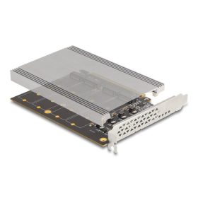   Delock PCI Express x16 kártya - 4 x belső NVMe M.2 Key M hűtőbordával - elágazás (H x Sz 145 x 111 mm) (DL-90210)
