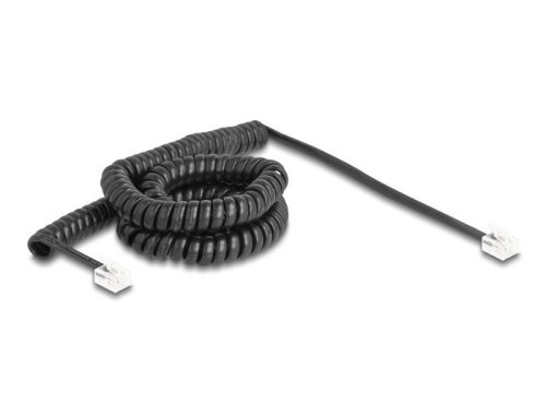 Delock Telefon csavart kábel RJ11 apa - RJ11 apa fekete színű 5 m