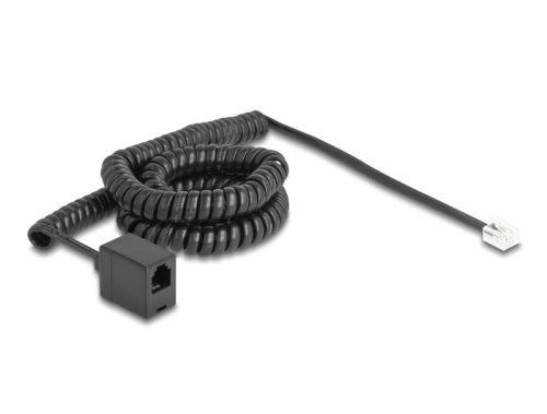 Delock Telefon csavart kábel RJ11 apa - RJ11 anya fekete színű 5 m