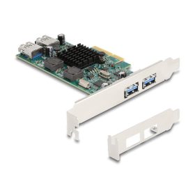   Delock PCI Express x4 kártya - 2 x külső USB 5 Gbps A-típusú és 2 x belső USB 5 Gbps A-típusú kettős csatorna - alacsony profilú formatényező (DL-90282)