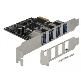   Delock USB 3.0 PCI Express Kártya, 4 x külso A-típusú anya csatlakozóval (DL-90304)