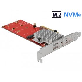   Delock PCI Express x8 kártya - 2 x belső NVMe M.2 M-kulcs - alacsony profilú formatényező (DL-90305)