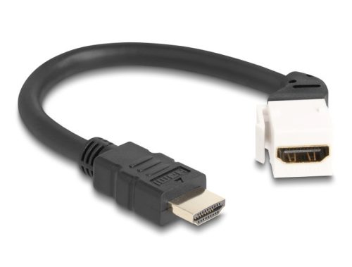 Delock Keystone modul HDMI kábel apa - anya 45 -ban hajlított 8K 60 Hz 20 cm, fekete