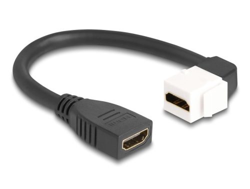 Delock Keystone modul HDMI kábel anya - anya 90 -ban hajlított 8K 60 Hz 20 cm, fekete