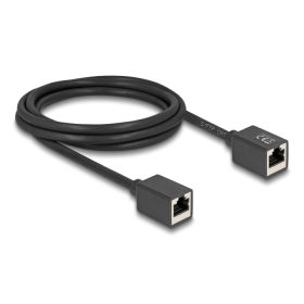   Delock Hálózat bővítő kábel RJ45 anya - RJ45 anya Cat.6A S/FTP 2 m fekete (DL-90331)