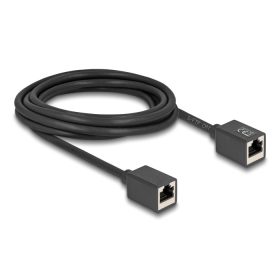   Delock Hálózat bővítő kábel RJ45 anya - RJ45 anya Cat.6A S/FTP 3 m fekete (DL-90332)