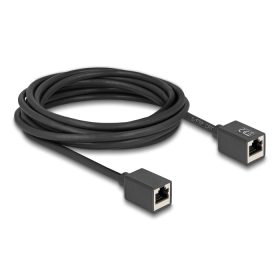   Delock Hálózat bővítő kábel RJ45 anya - RJ45 anya Cat.6A S/FTP 5 m fekete (DL-90333)