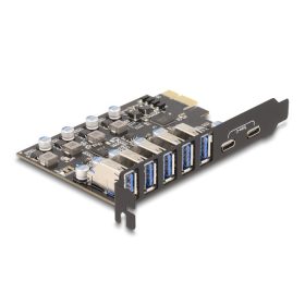   Delock USB 5 Gbps sebességű PCI Expressz x1 kártya - 5 db. külső Á-típusú + 2 db. külső USB Type-C  anya (DL-90346)
