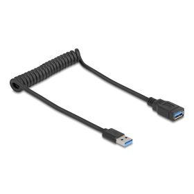   Delock USB 5 Gbps tekercses kábel - A típusú apa és A típusú anya, 0,4-0,6 m fekete (DL-90367)