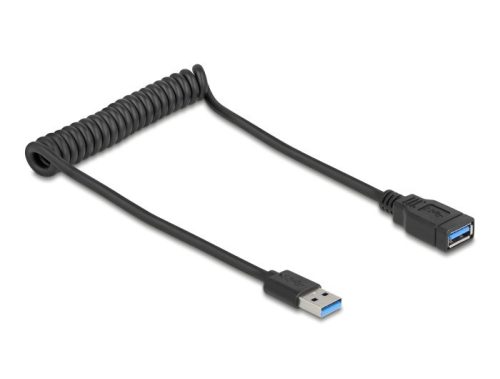 Delock USB 5 Gbps tekercses kábel - A típusú apa és A típusú anya, 0,4-0,6 m fekete