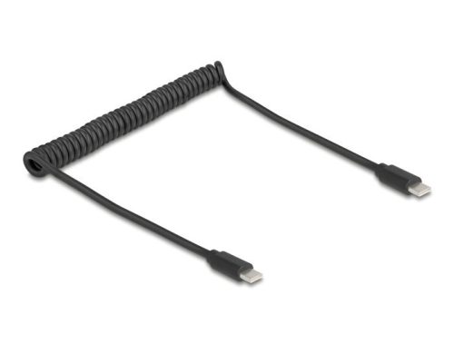 Delock USB 2.0 Type-C  tekercses kábel, apa-apa 0,45 m-től 0,75 m-ig fekete