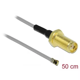   Delock Antenna kábel SMA anya válaszfali csatlakozóval apa MHF  4 -dugó 0.81 50 cm menethossz 10 mm (DL-90399)