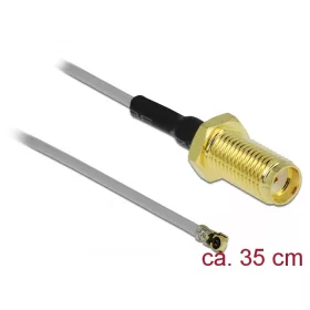   Delock Antenna kábel SMA anya válaszfali csatlakozóval apa MHF  4L -dugó 1.37 35 cm menethossz 10 mm (DL-90403)