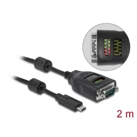   Delock USB Type-C  - soros DB9 adapter 9 LED RS-232 teszterrel (DL-90414)