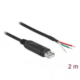   Delock adapterkábel USB 2.0 Type-A és soros RS-232 közötti 3 nyitott vezetékkel 2 m (DL-90428)
