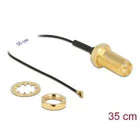   Delock Antenna kábel RP-SMA anya válaszfali csatlakozóval apa MHF  4-dugó 0.81 35 cm menethossz 35 m (DL-90478)