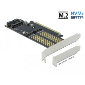   Delock PCI Express x16 Kártya - 1 x M.2 B-kulcs + 1 x NVMe M.2 M-kulcs + 1 x mSATA - alacsony profil (DL-90486)