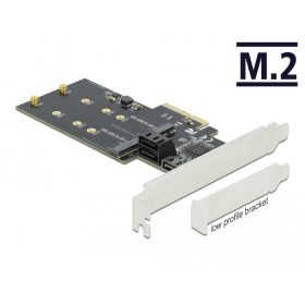   Delock 3 SATA port és 2 M.2 B kulcsos csatlakozó PCI Express x4 Kártya - alacsony profilú formaténye (DL-90499)