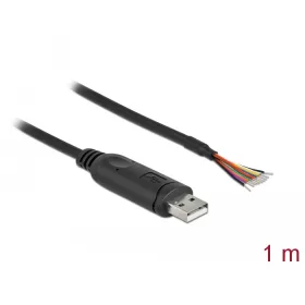   Delock adapterkábel USB 2.0 Type-A és soros RS-232 közötti 9 nyitott vezetékkel + árnyékolás 0,5 m (DL-90524)