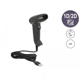   Delock USB vonalkódolvasó 1D és 2D kapcsolódó kábellel - German Version (DL-90557)