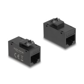   Delock Keystone modul, RJ45-aljzat - RJ45-aljzat, Cat.6A UTP fekete (DL-90638)