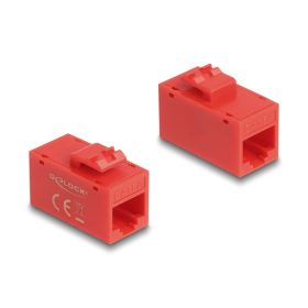   Delock Keystone modul, RJ45-aljzat - RJ45-aljzat, Cat.6A UTP piros (DL-90641)