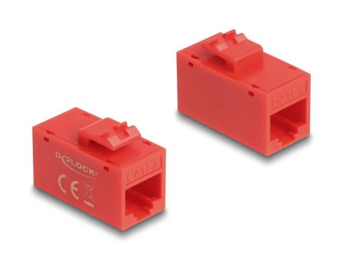 Delock Keystone modul, RJ45-aljzat - RJ45-aljzat, Cat.6A UTP piros