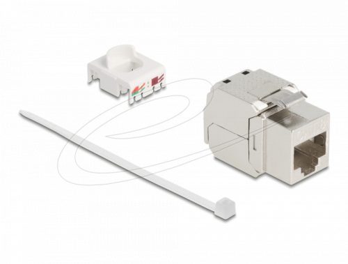 Delock Keystone modul RJ45 aljzat az LSA Cat.8.1-hez fémretesszel, szerszám nélkül