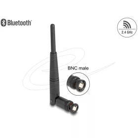   Delock WiFi 2,4 GHz antenna BNC-dugó 2 dBi 14,5 cm mindenirányú, dönthető csatlakozással (fekete színű) (DL-90737)