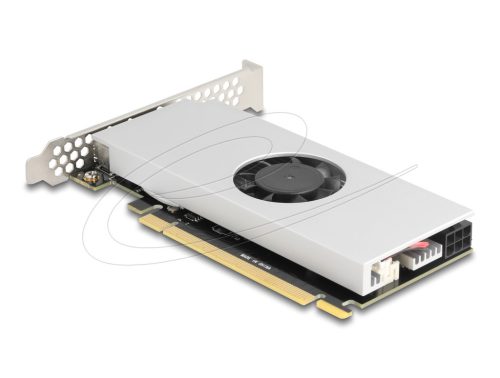 Delock PCI Expressz x16 kártya - 4 x 20 Gbps-s USB Type-C  négy csatornával ventilátorral és hűtőpárnával alacsony kialakítású faktorban