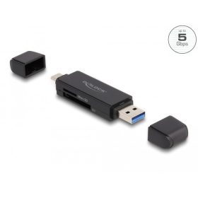   Delock SuperSpeed USB 5 Gbps kártyaolvasó USB Type-C  / A-típusú SD és Micro SD memóriakártyákhoz (DL-91004)