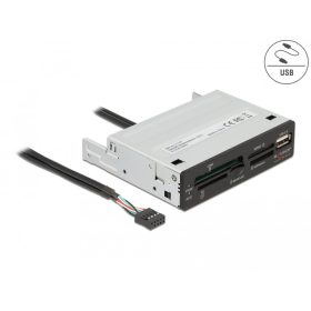   Delock 3.5  USB 2.0-s kártyaolvasó, 5 nyílás + 1 x A-típusú USB 2.0-s csatlakozóhüvely (DL-91708)