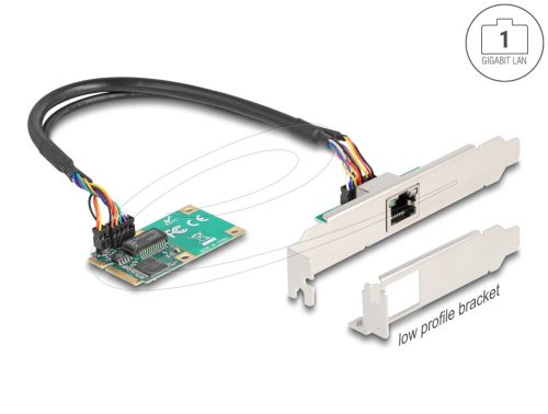 Delock Mini PCIe I/O PCIe teljes méretű 1 x RJ45 Gigabit LAN