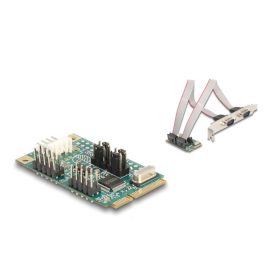  Delock Mini PCIe I/O PCIe teljes méretű 2 x soros RS-232 tápfeszültséggel 5 V / 12 V (DL-95276)