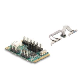   Delock Mini PCIe I/O PCIe teljes méretű 1 x párhuzamos, 2 x soros RS-232 tápfeszültséggel 5 V / 12 V (DL-95277)