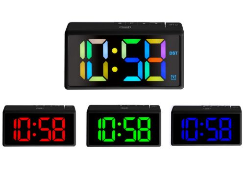 Trevi EC 886 Black Digitális ébresztőóra nagy méretű, többszínű kijelzővel - fekete színben