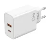 Jellico EC02 Hálózati Adapter USB + Type-C PD120W QC3 gyorstöltéssel - fehér