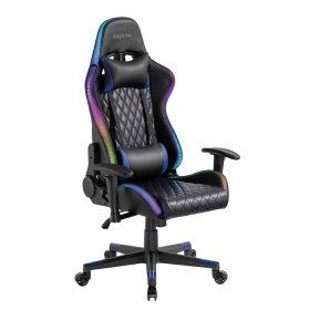   Logilink Gamer szék fej- és deréktámasszal, RGB világítással, 150 kg-ig, fekete (EO0076)