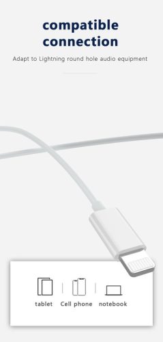 JELLICO vezetékes fülhallgató EP3A Lightning mikrofonnal 1.2m fehér, EP3A-Lightning