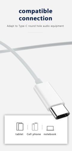 JELLICO vezetékes fülhallgató EP3A USB-C mikrofonnal 1.2M fehér, EP3A-USBC